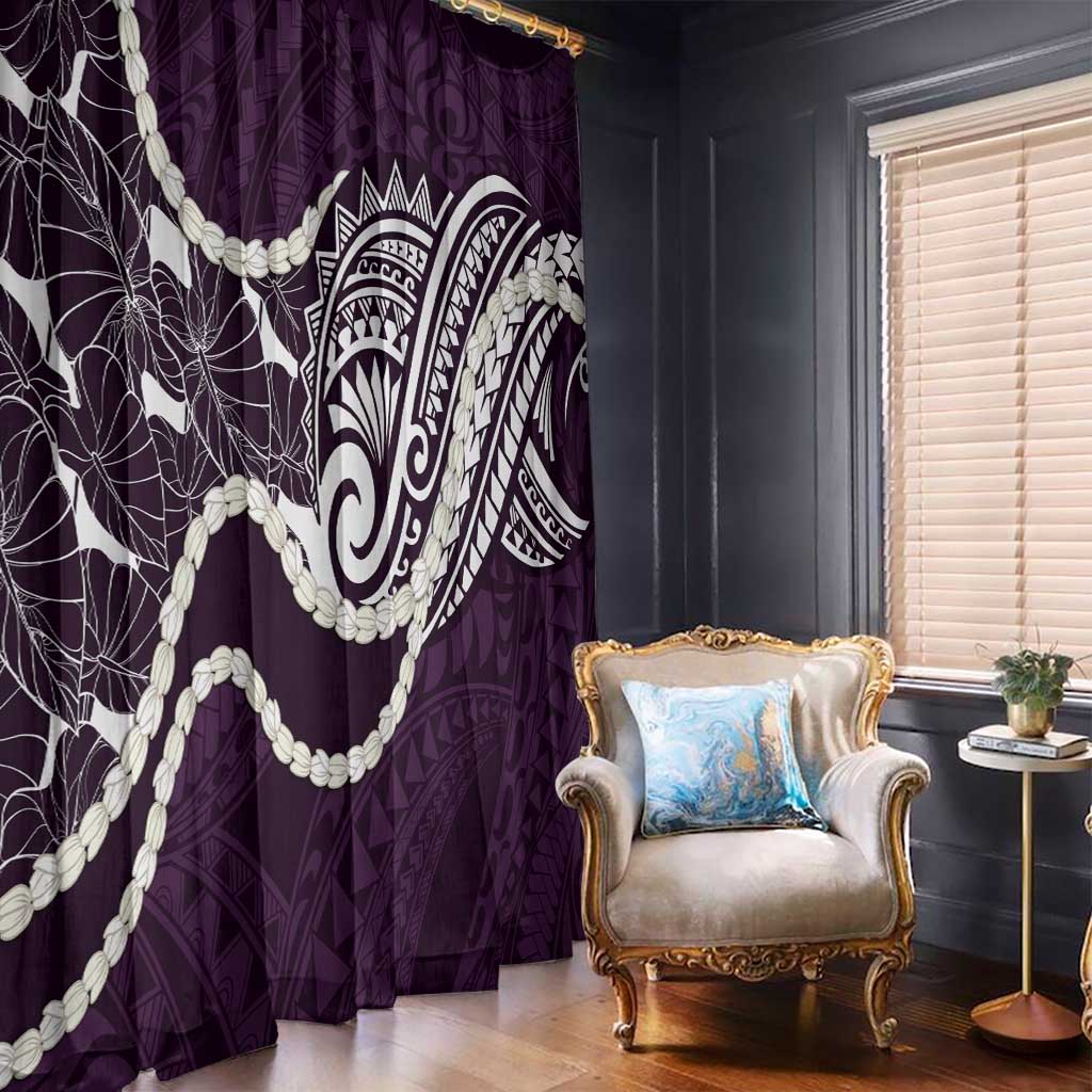 Aloha Hawaii Kalo Pikake Lei Window Curtain Chest Tattoo Purple Hawaiian Pattern
