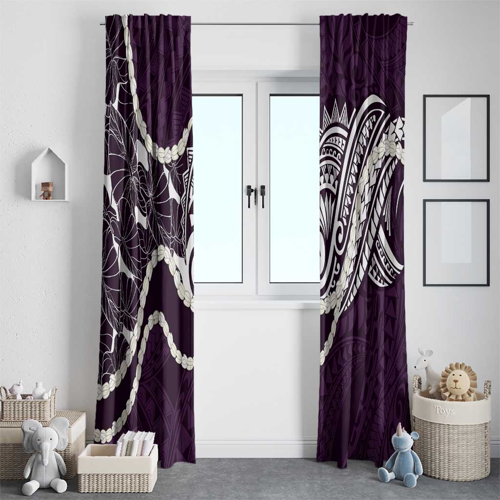 Aloha Hawaii Kalo Pikake Lei Window Curtain Chest Tattoo Purple Hawaiian Pattern