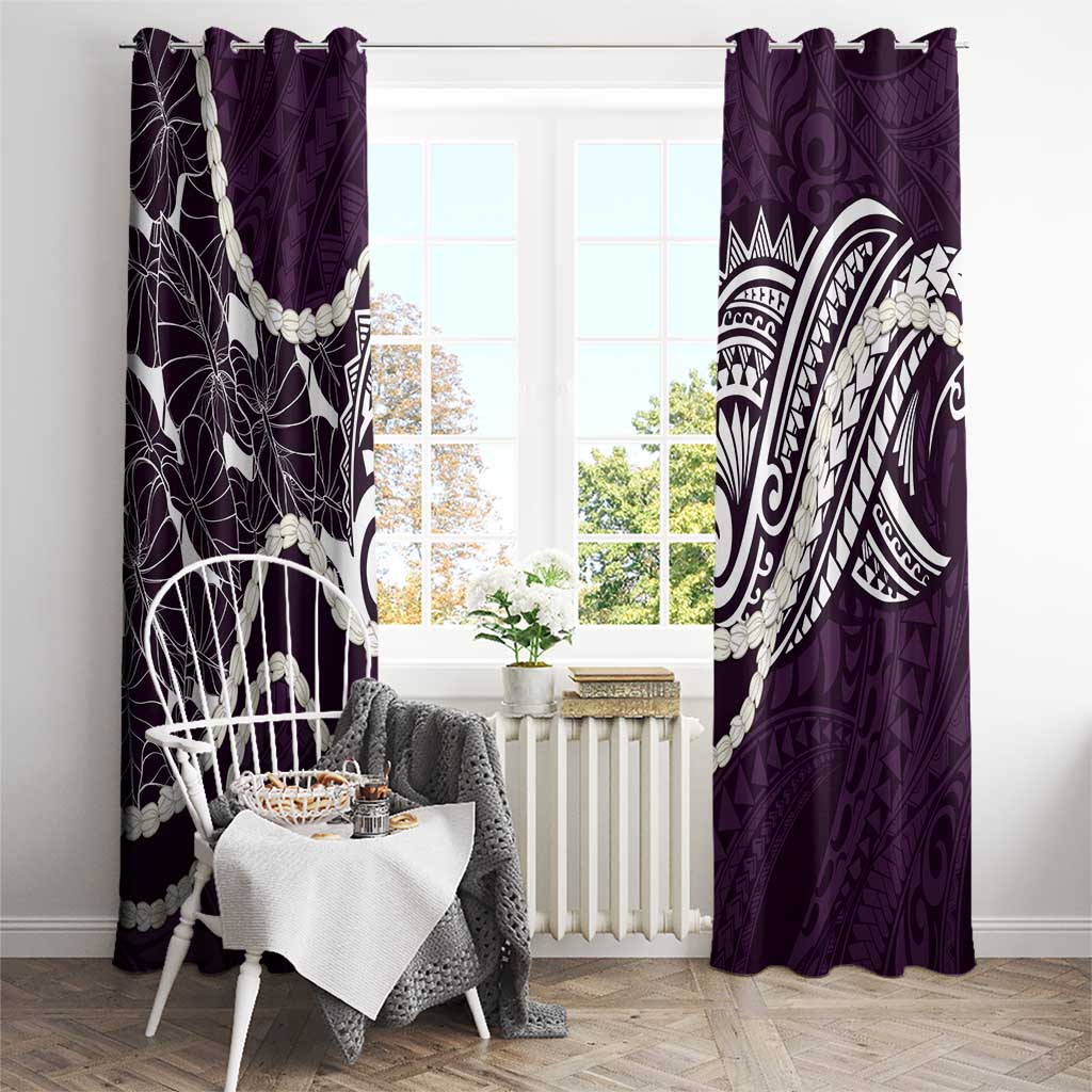Aloha Hawaii Kalo Pikake Lei Window Curtain Chest Tattoo Purple Hawaiian Pattern