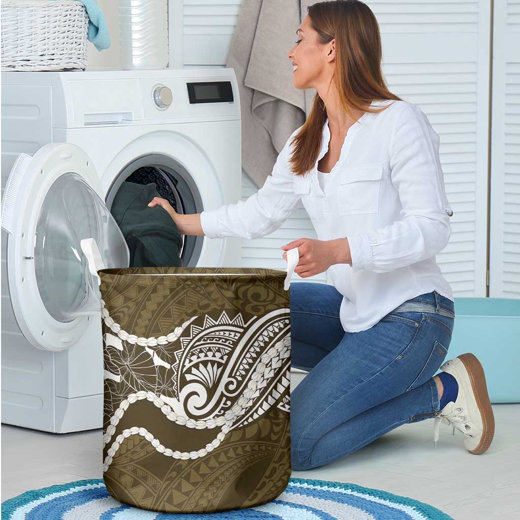 Aloha Hawaii Kalo Pikake Lei Laundry Basket Chest Tattoo Gold Hawaiian Pattern