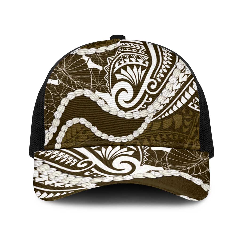 Aloha Hawaii Kalo Pikake Lei Baseball Net Cap Chest Tattoo Gold Hawaiian Pattern