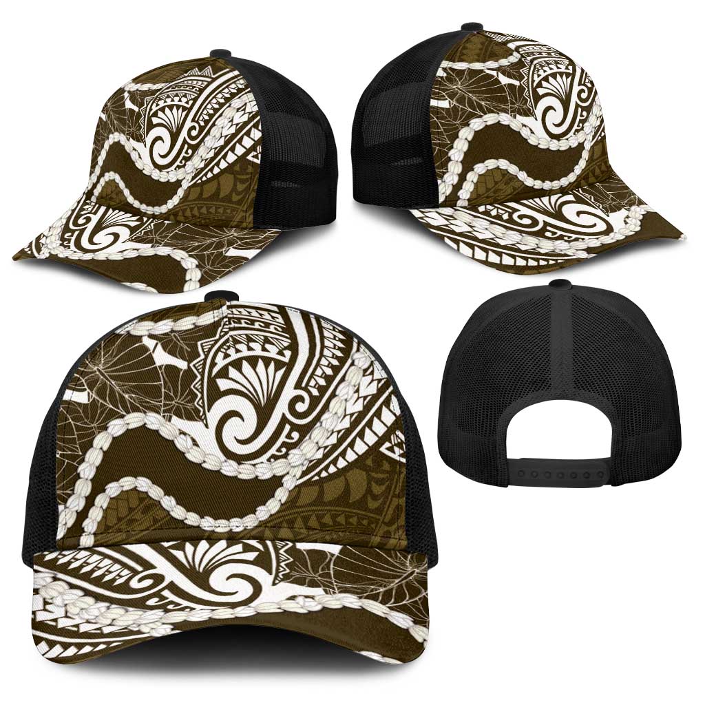 Aloha Hawaii Kalo Pikake Lei Baseball Net Cap Chest Tattoo Gold Hawaiian Pattern