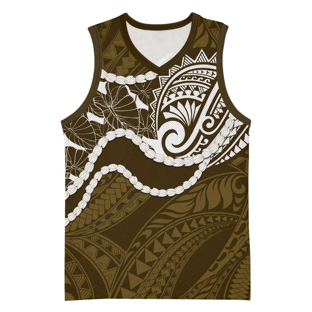 Aloha Hawaii Kalo Pikake Lei Basketball Jersey Chest Tattoo Gold Hawaiian Pattern