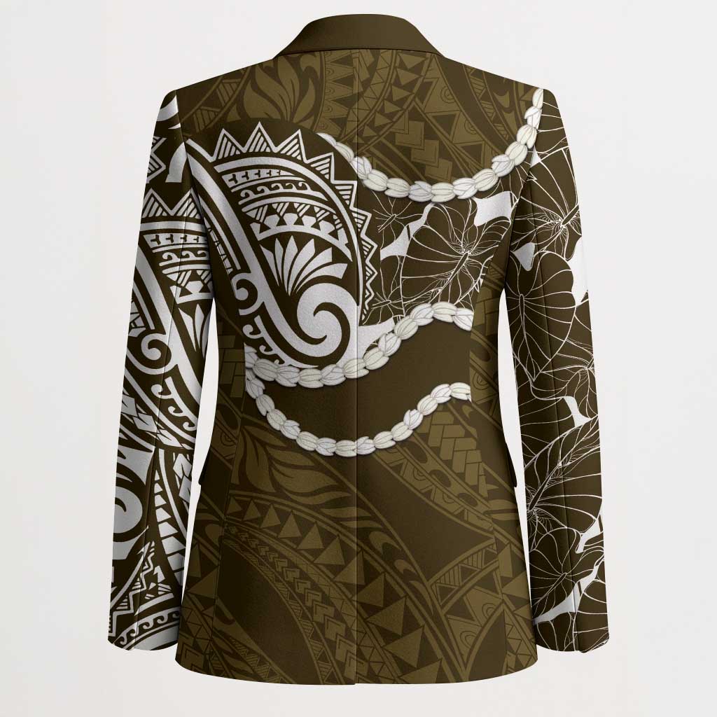 Aloha Hawaii Kalo Pikake Lei Blazer Chest Tattoo Gold Hawaiian Pattern