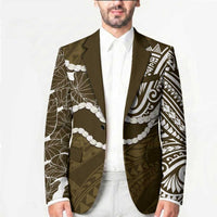 Aloha Hawaii Kalo Pikake Lei Blazer Chest Tattoo Gold Hawaiian Pattern