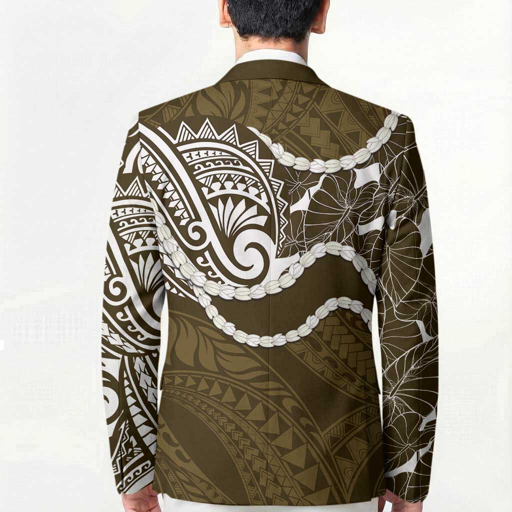 Aloha Hawaii Kalo Pikake Lei Blazer Chest Tattoo Gold Hawaiian Pattern