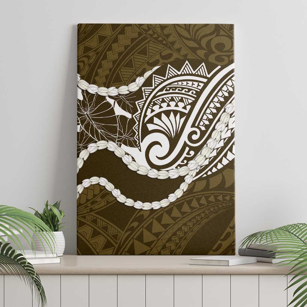 Aloha Hawaii Kalo Pikake Lei Canvas Wall Art Chest Tattoo Gold Hawaiian Pattern