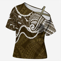 Aloha Hawaii Kalo Pikake Lei Cross Shoulder Shirt Chest Tattoo Gold Hawaiian Pattern