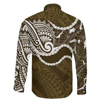 Aloha Hawaii Kalo Pikake Lei Family Matching Off Shoulder Maxi Dress and Hawaiian Shirt Chest Tattoo Gold Hawaiian Pattern LT14 - Polynesian Pride