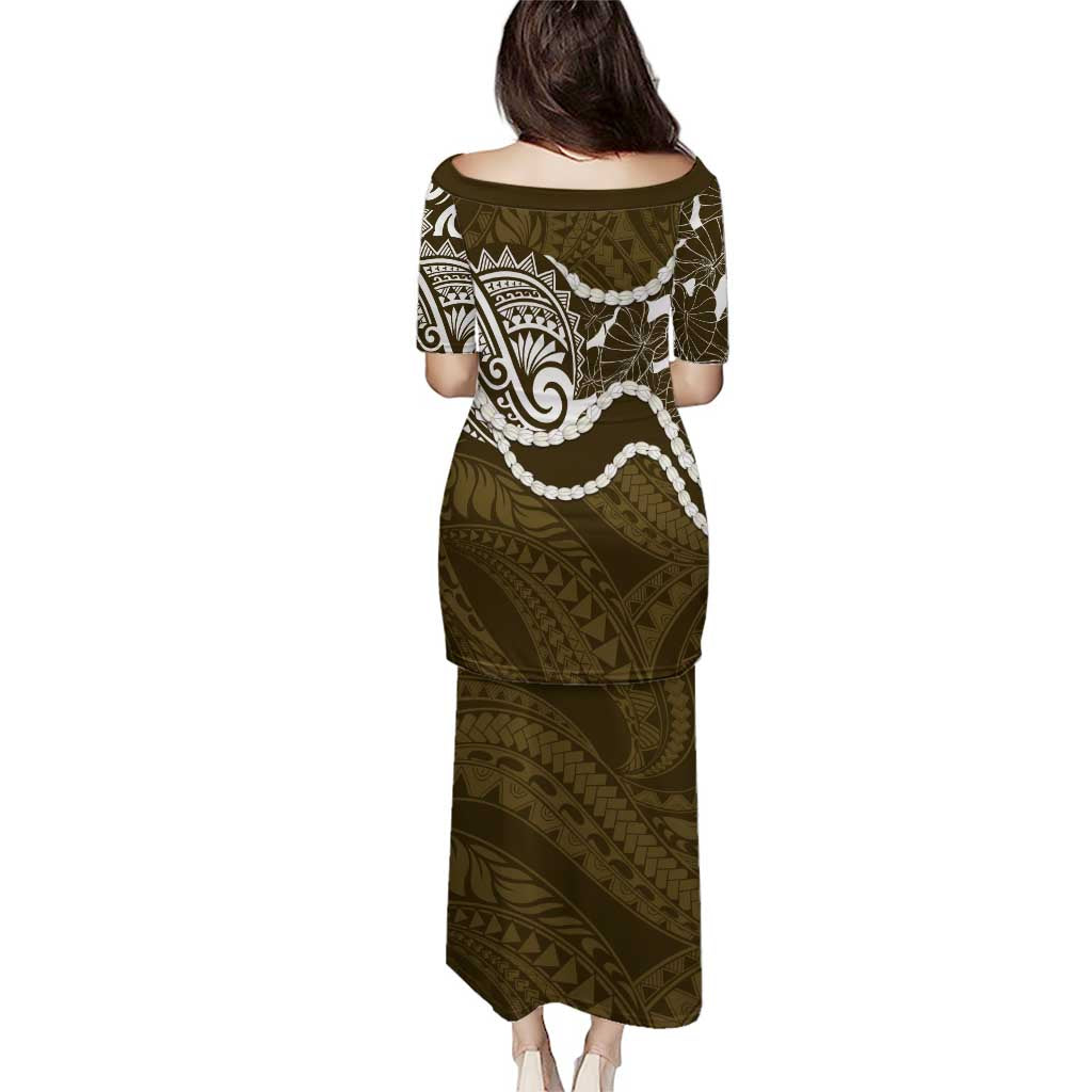 Aloha Hawaii Kalo Pikake Lei Family Matching Puletasi and Hawaiian Shirt Chest Tattoo Gold Hawaiian Pattern LT14 - Polynesian Pride