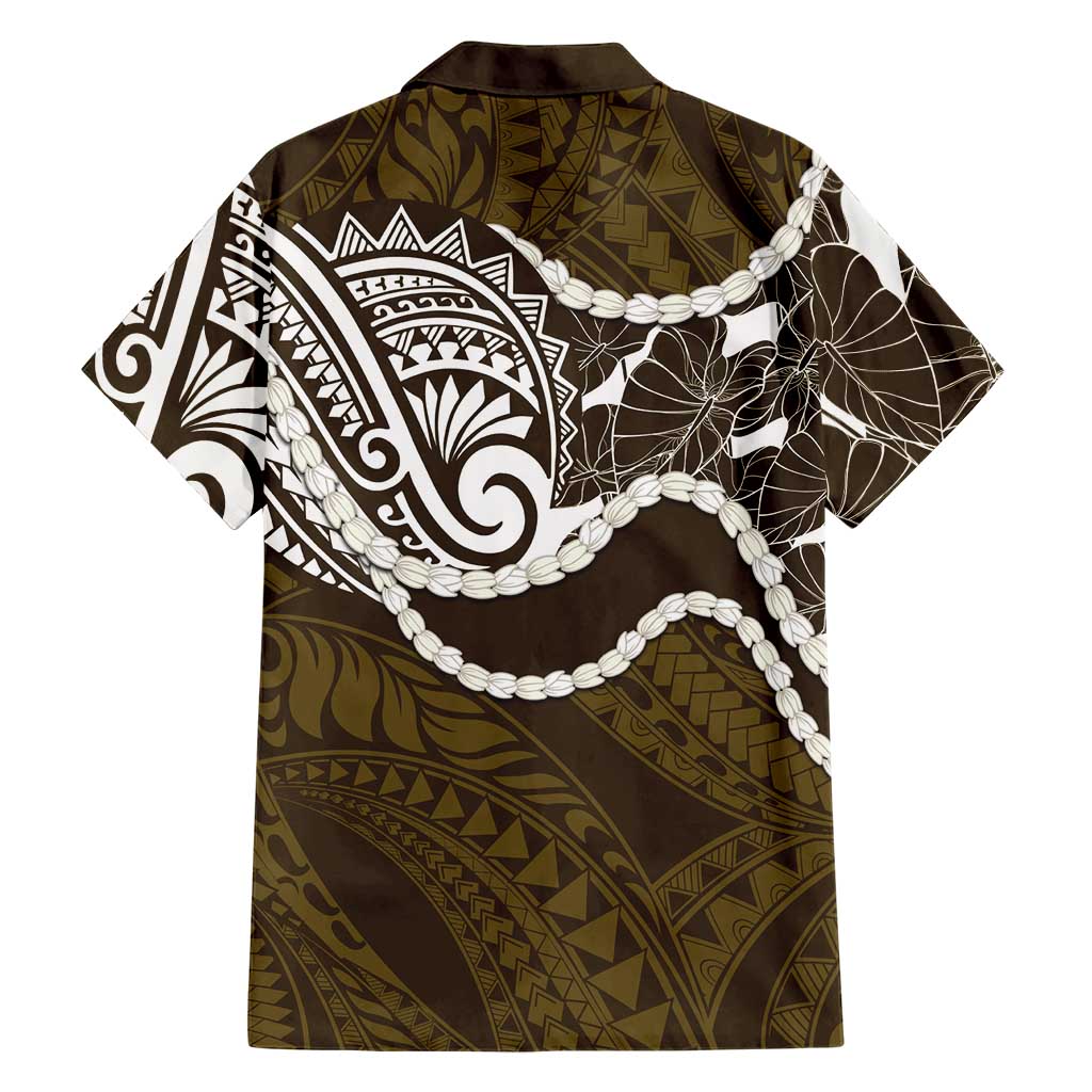 Aloha Hawaii Kalo Pikake Lei Family Matching Summer Maxi Dress and Hawaiian Shirt Chest Tattoo Gold Hawaiian Pattern LT14 - Polynesian Pride