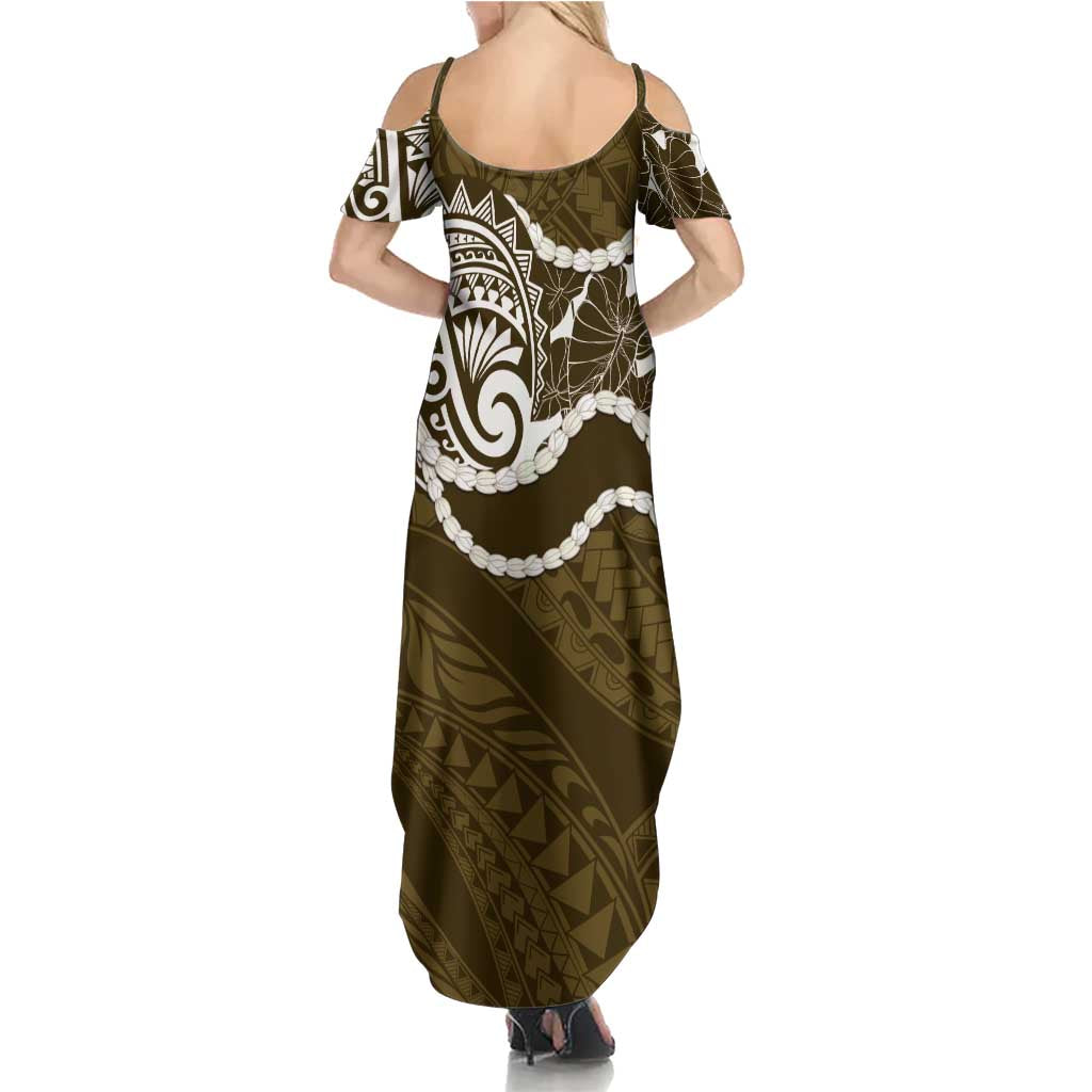 Aloha Hawaii Kalo Pikake Lei Family Matching Summer Maxi Dress and Hawaiian Shirt Chest Tattoo Gold Hawaiian Pattern LT14 - Polynesian Pride