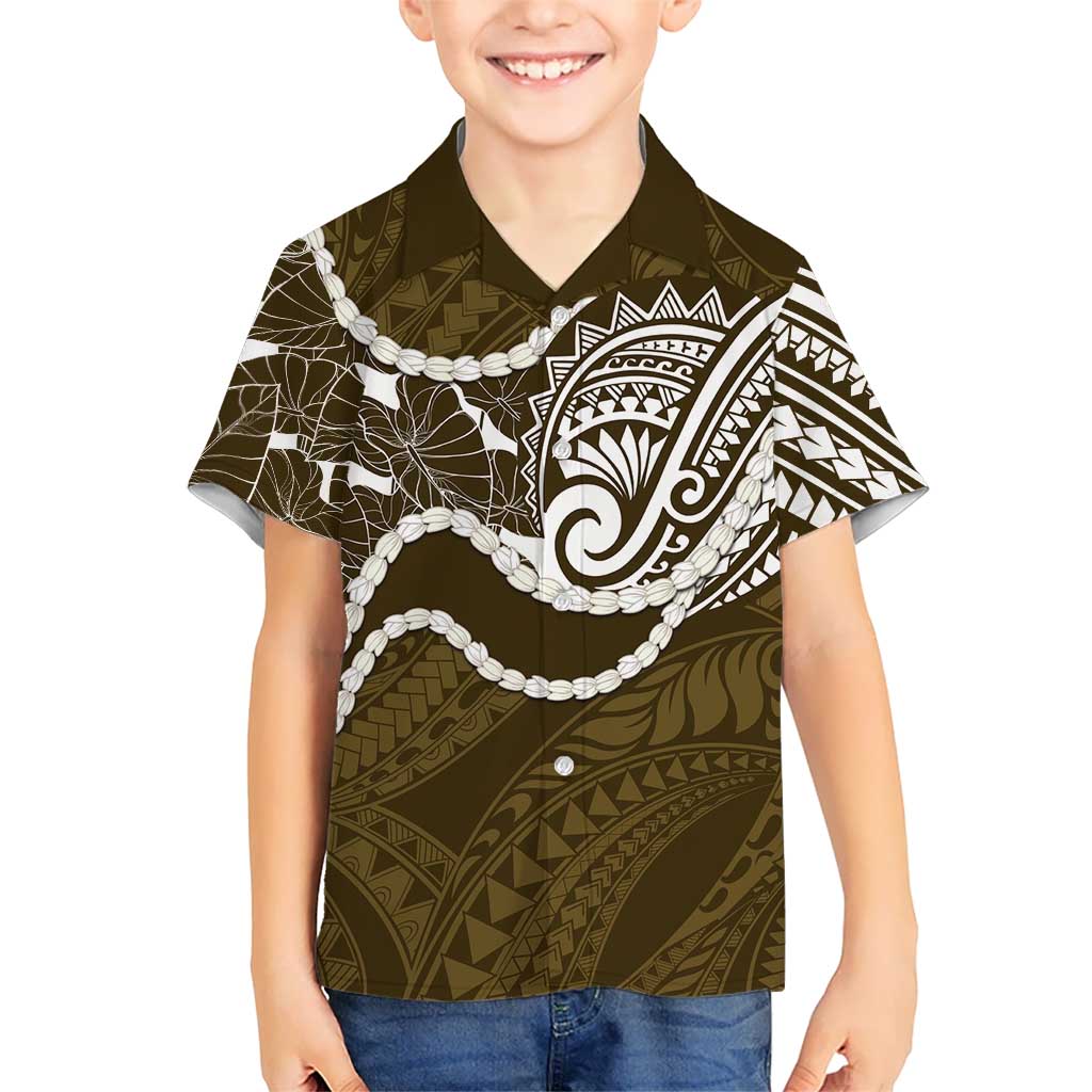 Aloha Hawaii Kalo Pikake Lei Family Matching Tank Maxi Dress and Hawaiian Shirt Chest Tattoo Gold Hawaiian Pattern LT14 Son's Shirt Gold - Polynesian Pride