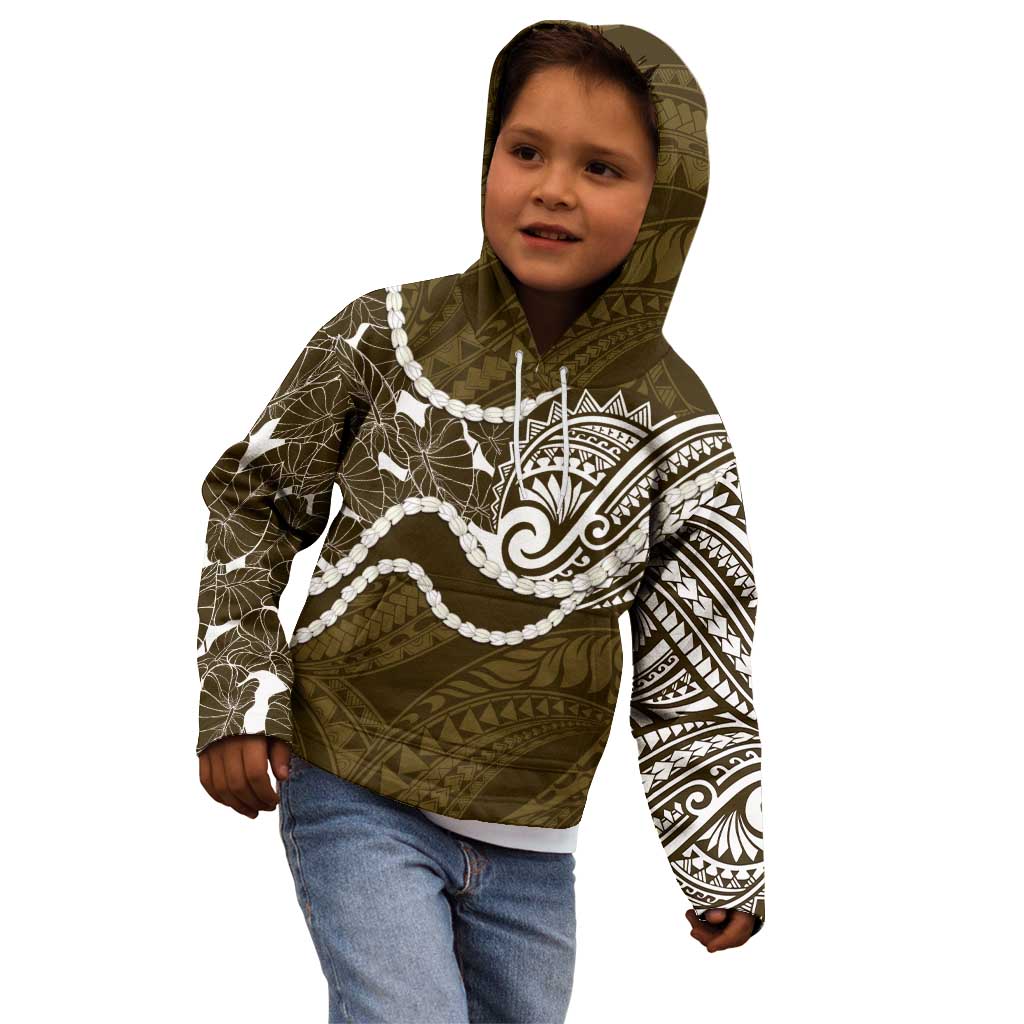 Aloha Hawaii Kalo Pikake Lei Kid Hoodie Chest Tattoo Gold Hawaiian Pattern