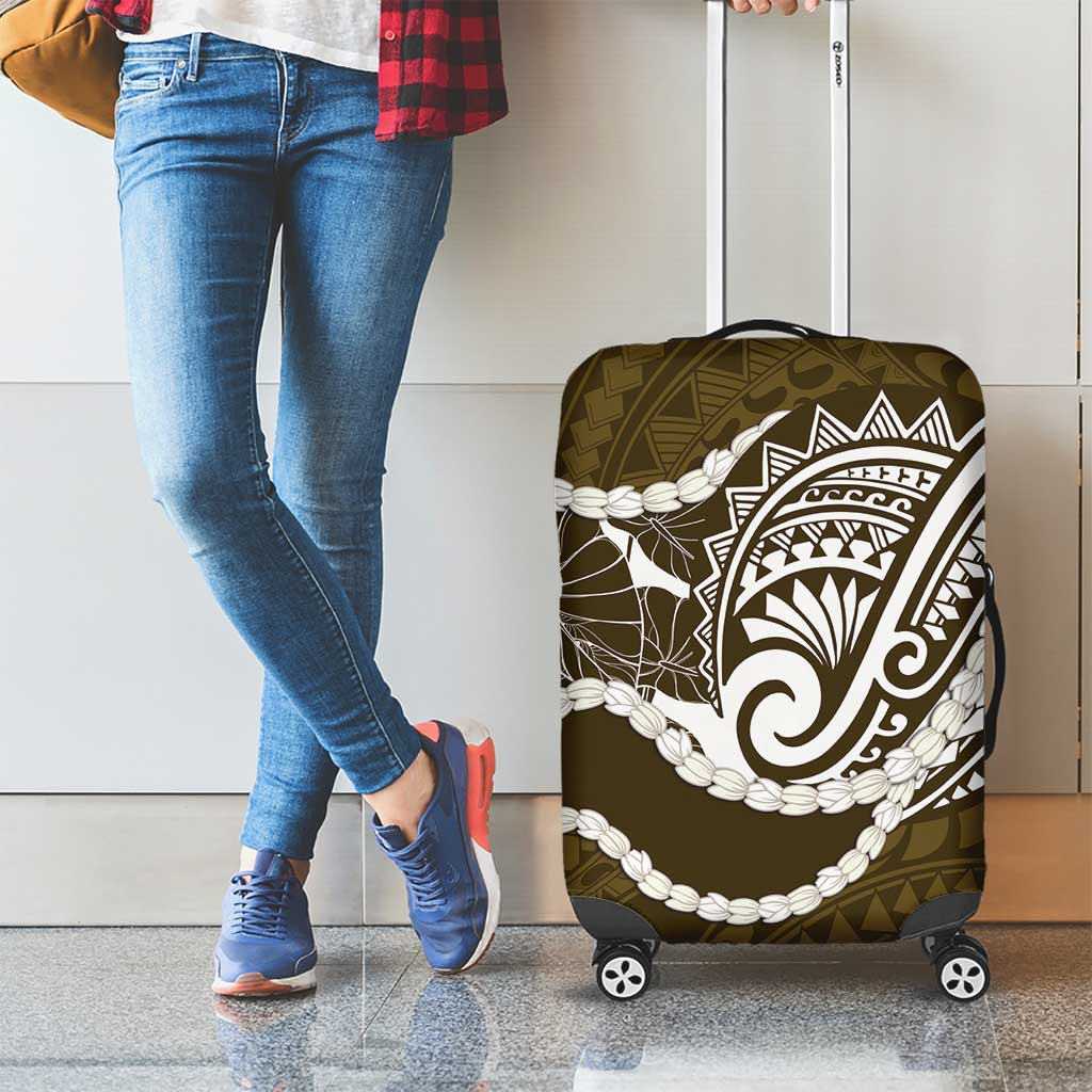 Aloha Hawaii Kalo Pikake Lei Luggage Cover Chest Tattoo Gold Hawaiian Pattern