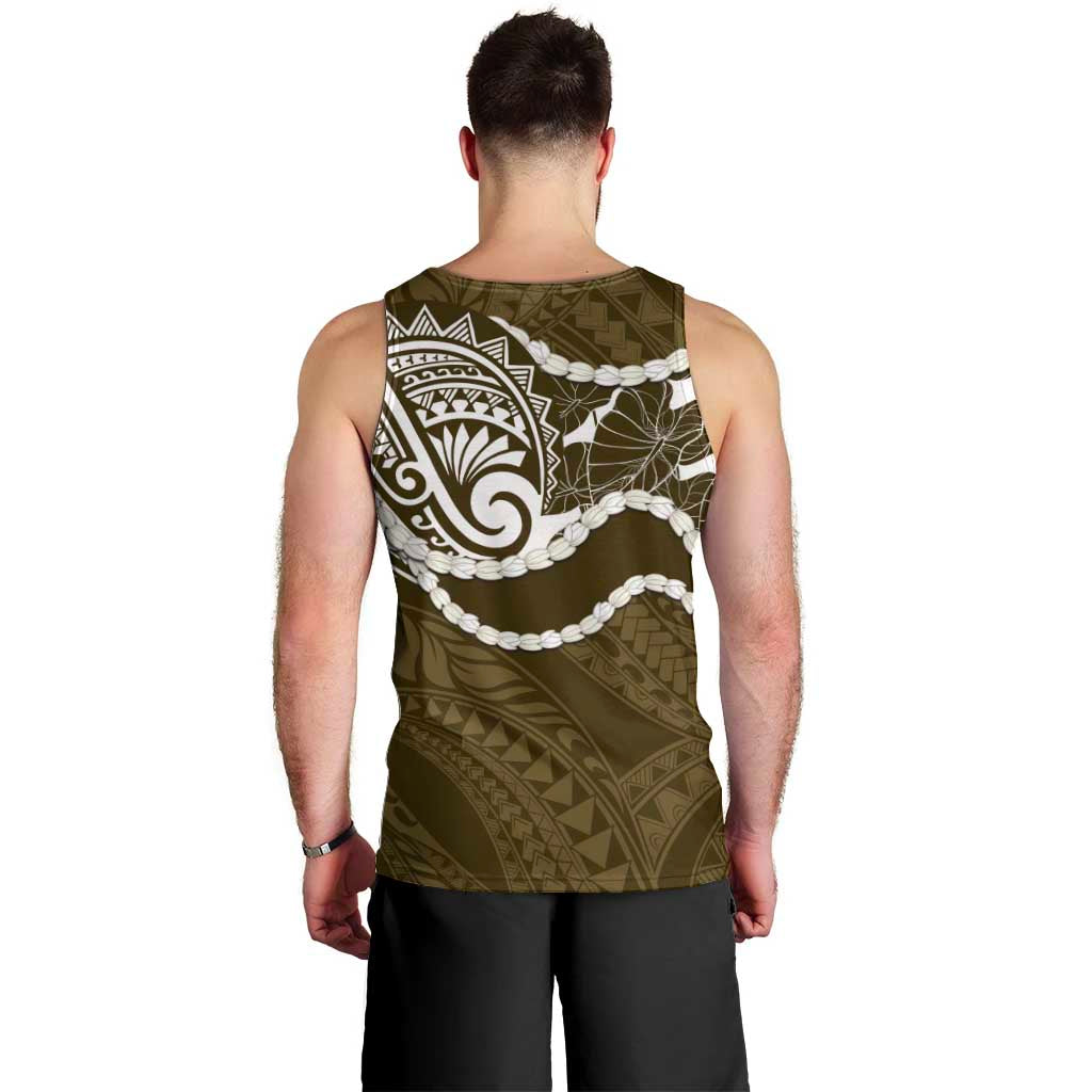 Aloha Hawaii Kalo Pikake Lei Men Tank Top Chest Tattoo Gold Hawaiian Pattern