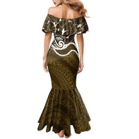 Aloha Hawaii Kalo Pikake Lei Mermaid Dress Chest Tattoo Gold Hawaiian Pattern LT14 - Polynesian Pride