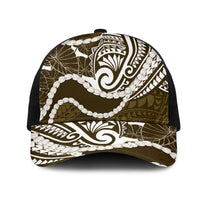 Aloha Hawaii Kalo Pikake Lei Mesh Trucker Cap Chest Tattoo Gold Hawaiian Pattern