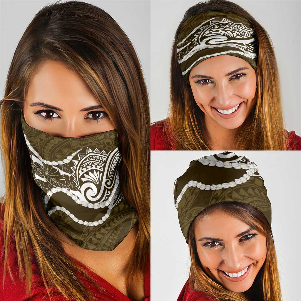 Aloha Hawaii Kalo Pikake Lei Neck Gaiter Chest Tattoo Gold Hawaiian Pattern