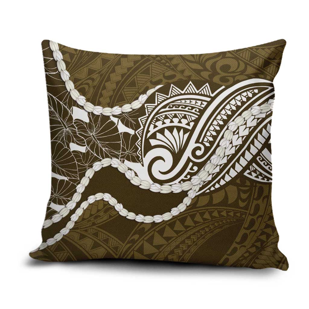 Aloha Hawaii Kalo Pikake Lei Pillow Cover Chest Tattoo Gold Hawaiian Pattern