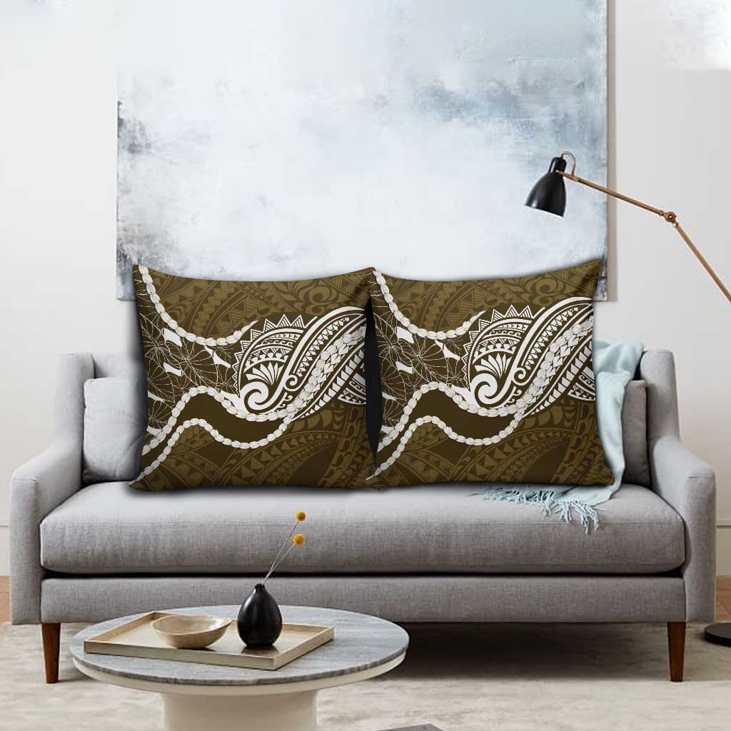 Aloha Hawaii Kalo Pikake Lei Pillow Cover Chest Tattoo Gold Hawaiian Pattern