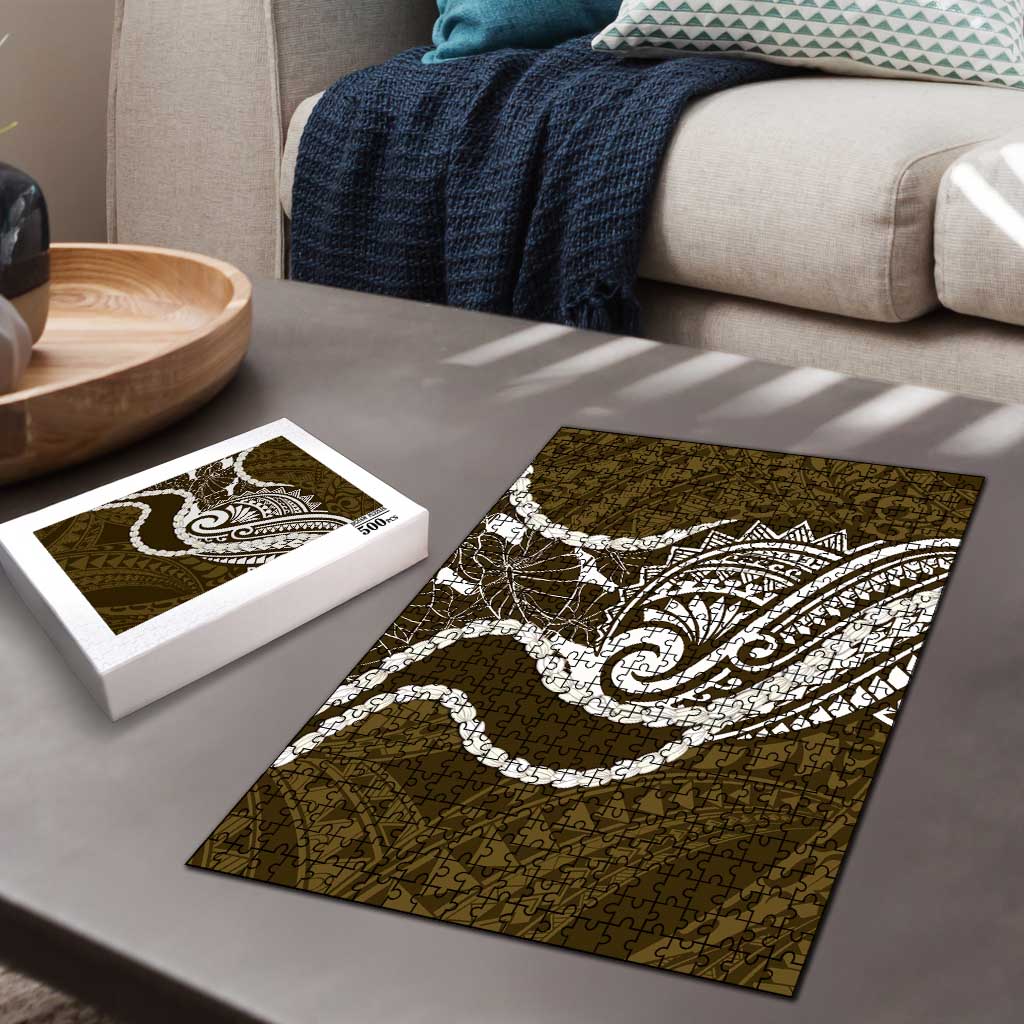 Aloha Hawaii Kalo Pikake Lei Puzzle Chest Tattoo Gold Hawaiian Pattern