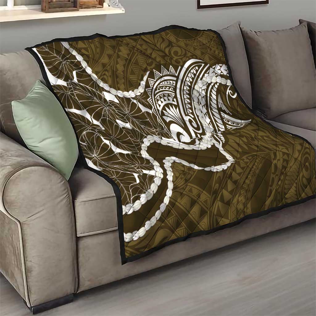 Aloha Hawaii Kalo Pikake Lei Quilt Chest Tattoo Gold Hawaiian Pattern