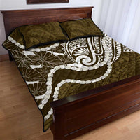 Aloha Hawaii Kalo Pikake Lei Quilt Bed Set Chest Tattoo Gold Hawaiian Pattern