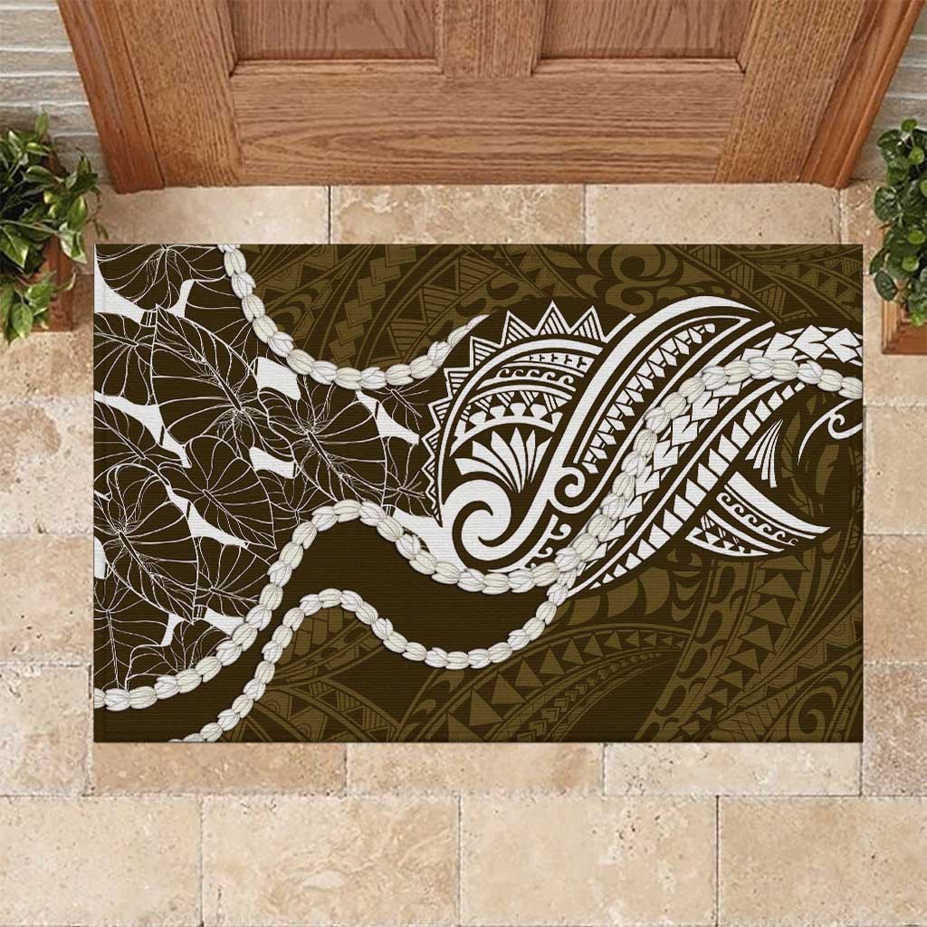 Aloha Hawaii Kalo Pikake Lei Rubber Doormat Chest Tattoo Gold Hawaiian Pattern