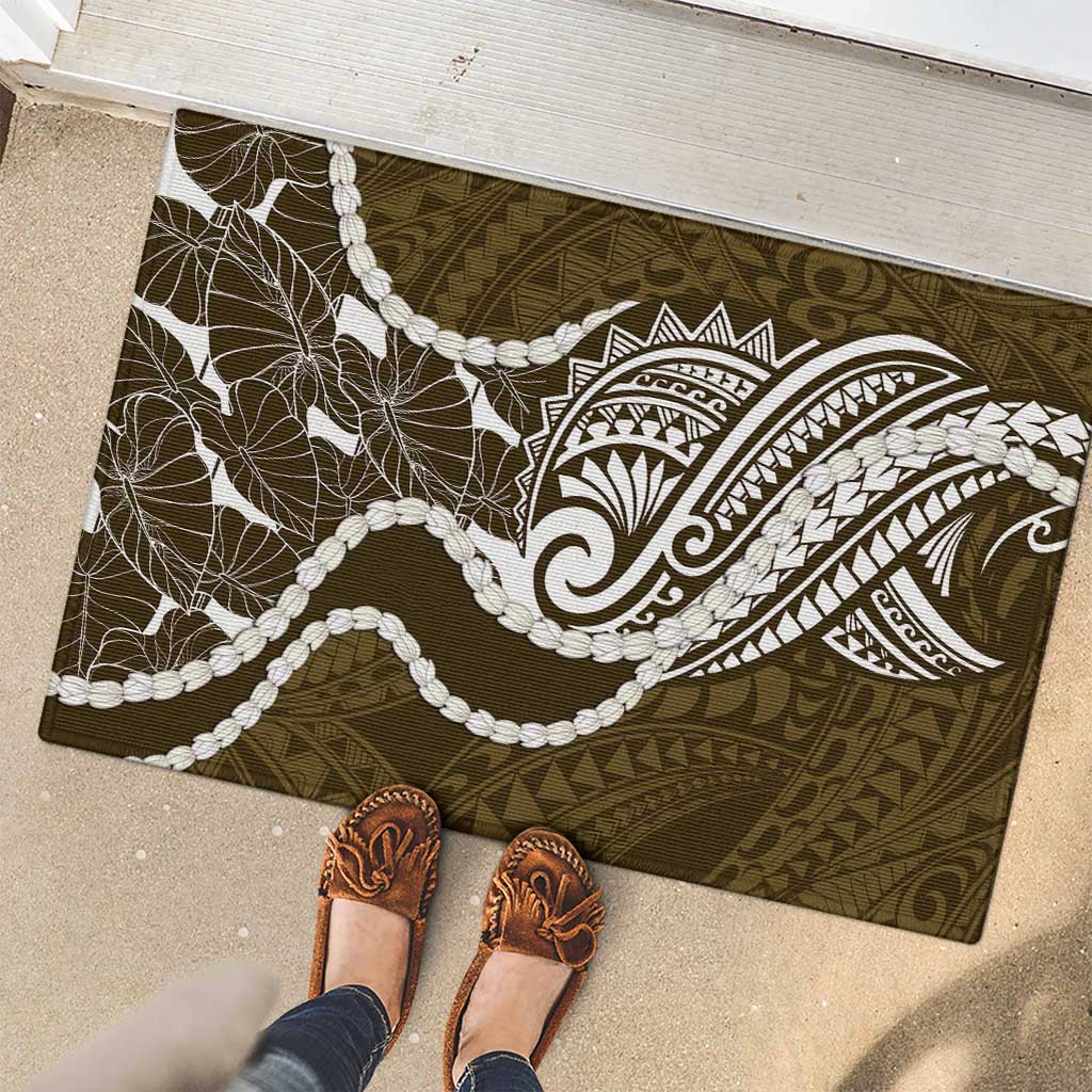 Aloha Hawaii Kalo Pikake Lei Rubber Doormat Chest Tattoo Gold Hawaiian Pattern