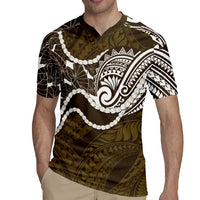 Aloha Hawaii Kalo Pikake Lei Rugby Jersey Chest Tattoo Gold Hawaiian Pattern