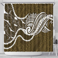 Aloha Hawaii Kalo Pikake Lei Shower Curtain Chest Tattoo Gold Hawaiian Pattern