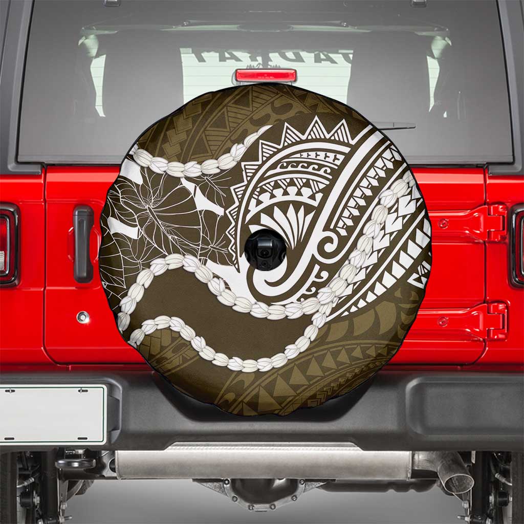 Aloha Hawaii Kalo Pikake Lei Spare Tire Cover Chest Tattoo Gold Hawaiian Pattern