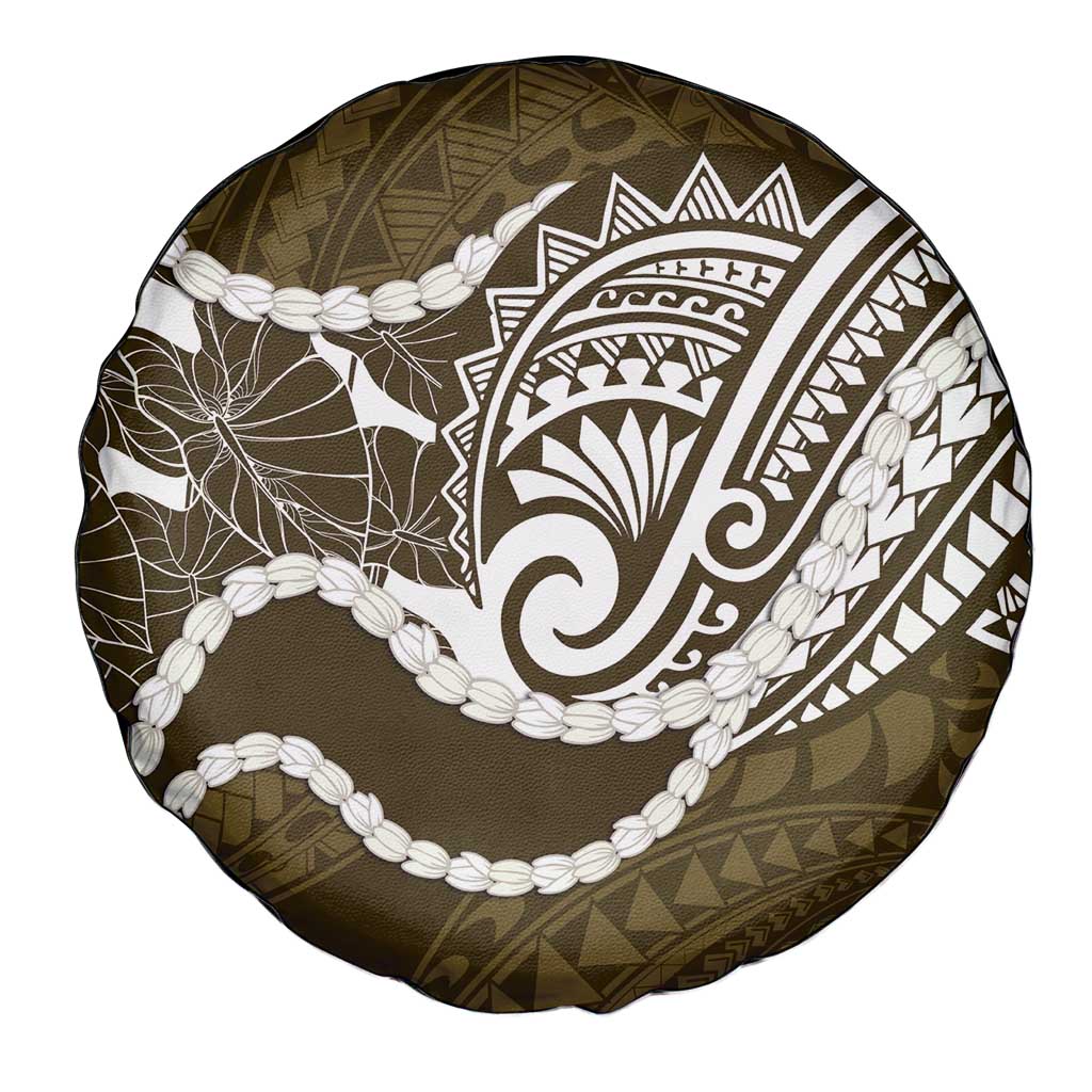 Aloha Hawaii Kalo Pikake Lei Spare Tire Cover Chest Tattoo Gold Hawaiian Pattern