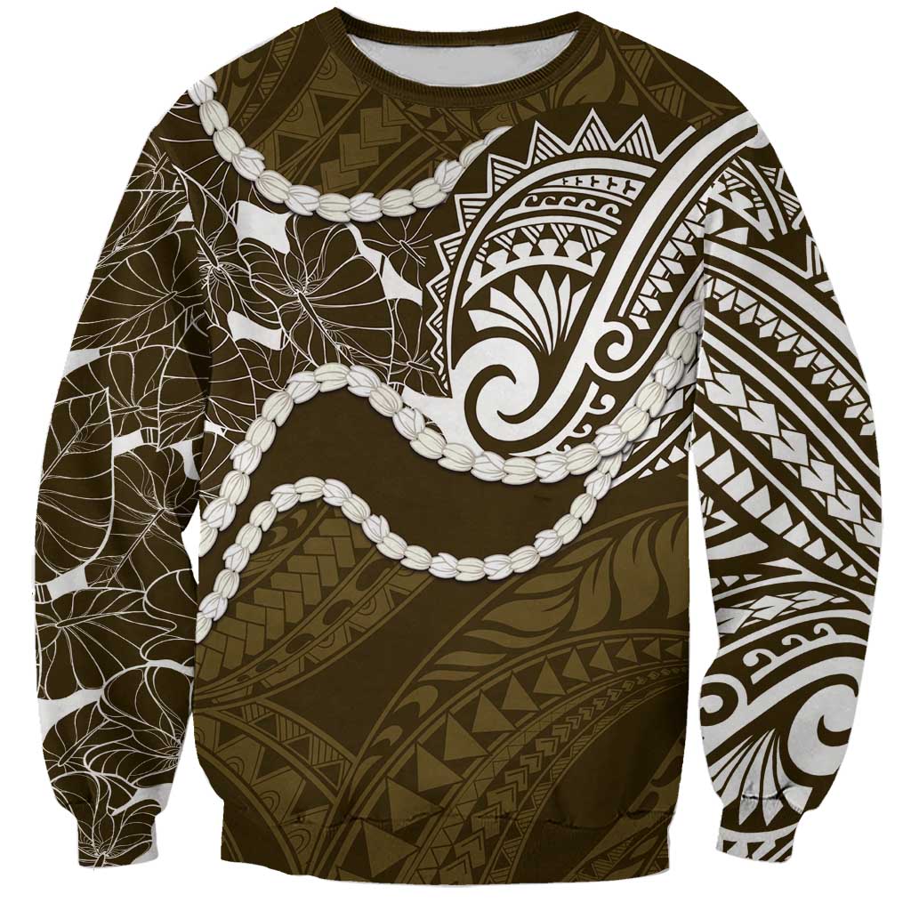 Aloha Hawaii Kalo Pikake Lei Sweatshirt Chest Tattoo Gold Hawaiian Pattern