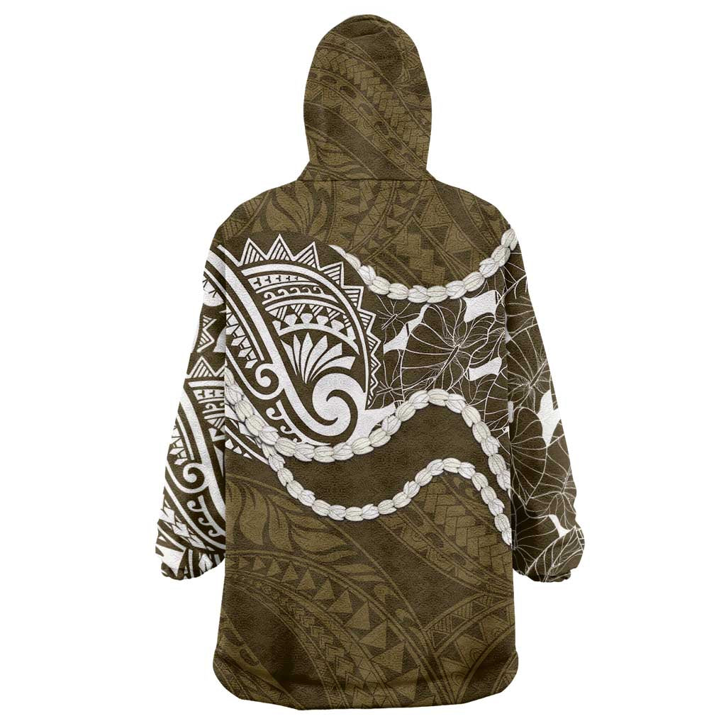 Aloha Hawaii Kalo Pikake Lei Wearable Blanket Hoodie Chest Tattoo Gold Hawaiian Pattern