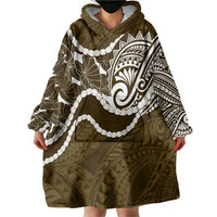 Aloha Hawaii Kalo Pikake Lei Wearable Blanket Hoodie Chest Tattoo Gold Hawaiian Pattern
