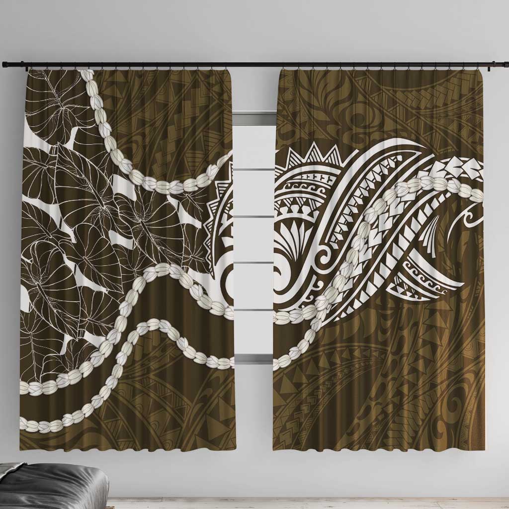 Aloha Hawaii Kalo Pikake Lei Window Curtain Chest Tattoo Gold Hawaiian Pattern