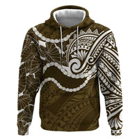 Aloha Hawaii Kalo Pikake Lei Zip Hoodie Chest Tattoo Gold Hawaiian Pattern