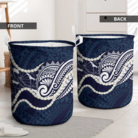 Aloha Hawaii Kalo Pikake Lei Laundry Basket Chest Tattoo Oxford Blue Hawaiian Pattern