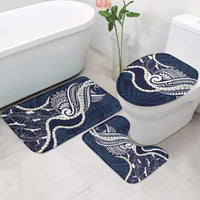 Aloha Hawaii Kalo Pikake Lei Bathroom Set Chest Tattoo Oxford Blue Hawaiian Pattern