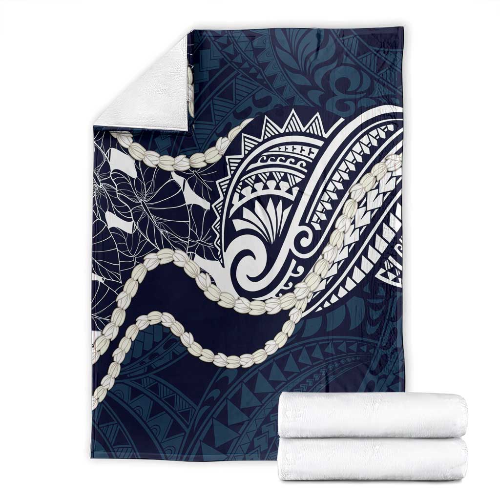 Aloha Hawaii Kalo Pikake Lei Blanket Chest Tattoo Oxford Blue Hawaiian Pattern