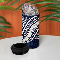 Aloha Hawaii Kalo Pikake Lei 4 in 1 Can Cooler Tumbler Chest Tattoo Oxford Blue Hawaiian Pattern