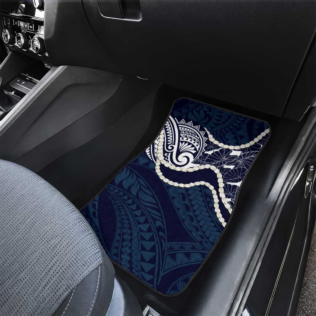 Aloha Hawaii Kalo Pikake Lei Car Mats Chest Tattoo Oxford Blue Hawaiian Pattern
