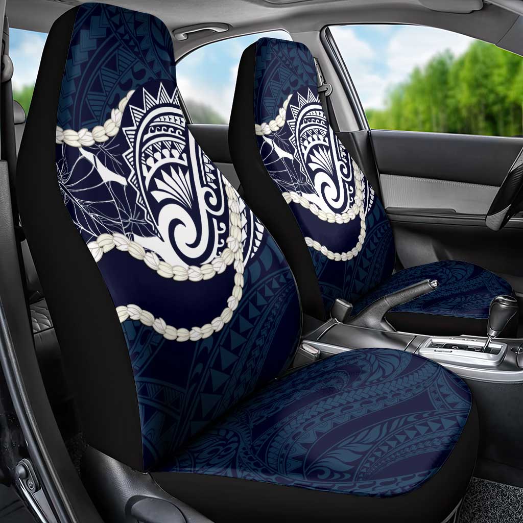 Aloha Hawaii Kalo Pikake Lei Car Seat Cover Chest Tattoo Oxford Blue Hawaiian Pattern