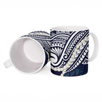 Aloha Hawaii Kalo Pikake Lei Ceramic Mug Chest Tattoo Oxford Blue Hawaiian Pattern