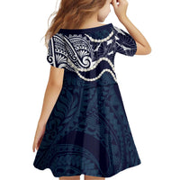 Aloha Hawaii Kalo Pikake Lei Family Matching Summer Maxi Dress and Hawaiian Shirt Chest Tattoo Oxford Blue Hawaiian Pattern LT14 - Polynesian Pride