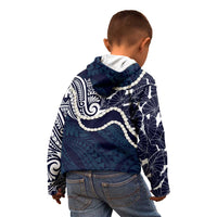 Aloha Hawaii Kalo Pikake Lei Kid Hoodie Chest Tattoo Oxford Blue Hawaiian Pattern