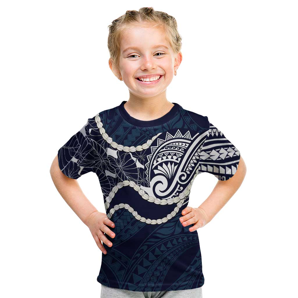 Aloha Hawaii Kalo Pikake Lei Kid T Shirt Chest Tattoo Oxford Blue Hawaiian Pattern