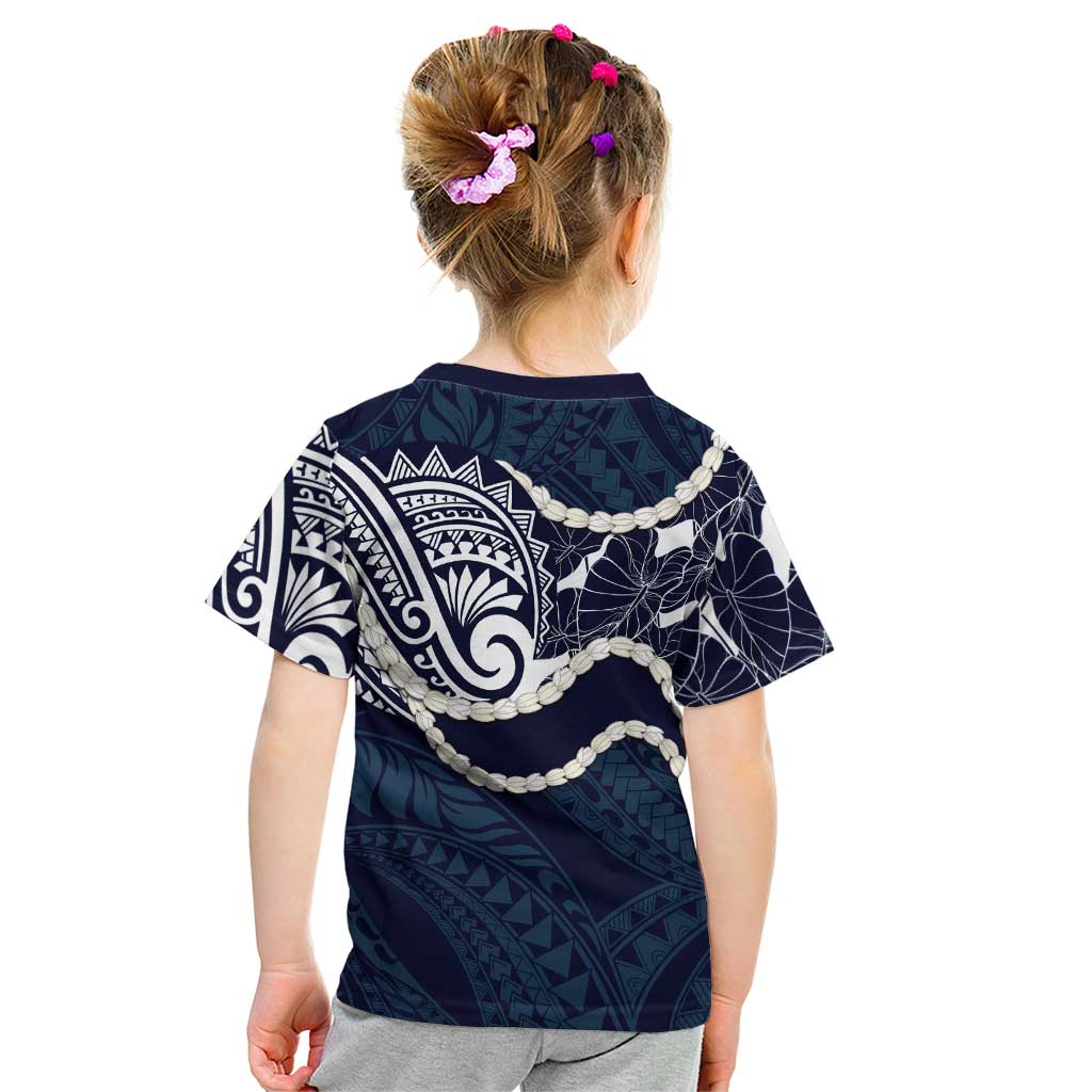 Aloha Hawaii Kalo Pikake Lei Kid T Shirt Chest Tattoo Oxford Blue Hawaiian Pattern